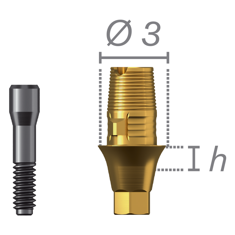 Interfaz de titanio antirrotacional + tornillo