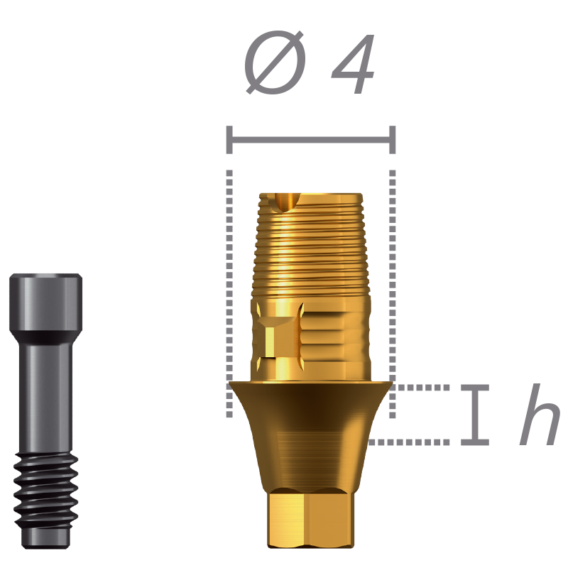 Interfaz de titanio antirrotacional + tornillo (compatible con CEREC)